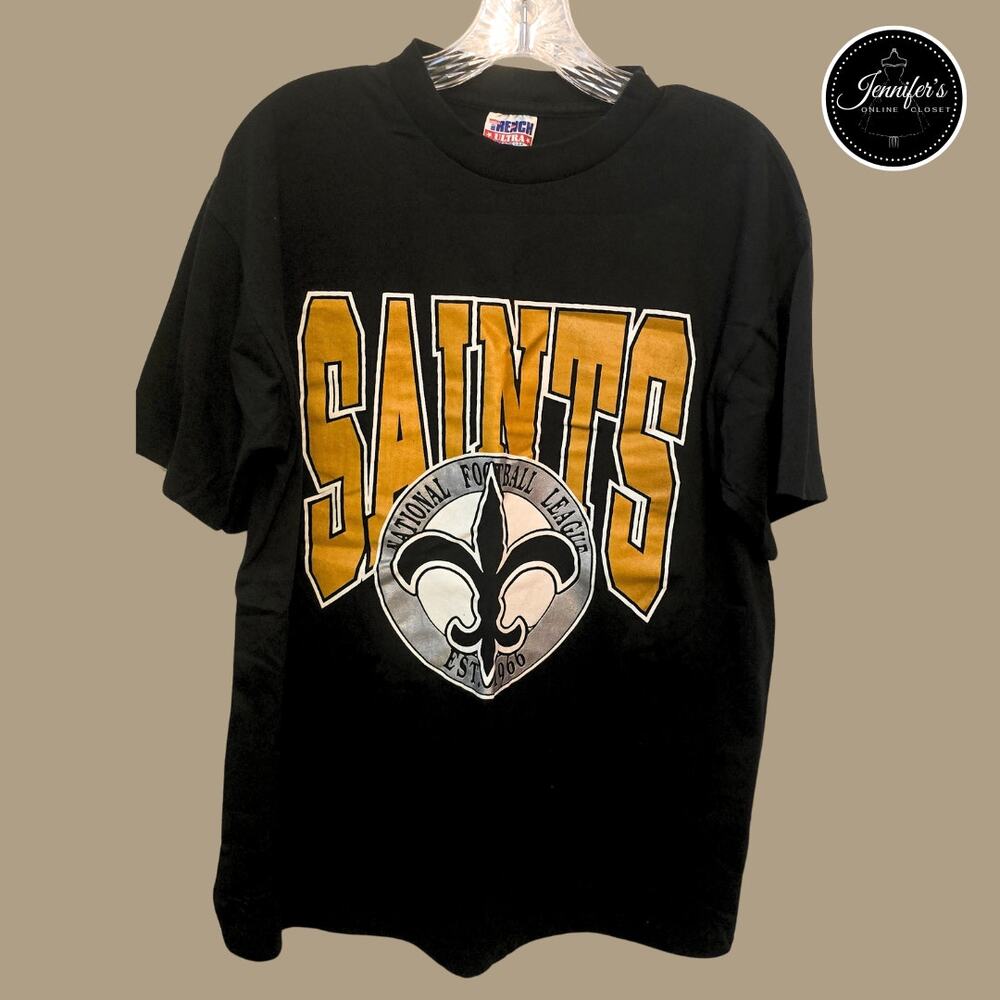 Trench RARE Vintage 90's NFL New Orleans Saints Cotton T-Shirt Size L (42-44)